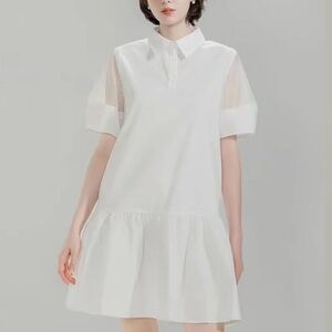 Elegant White Collared Dress